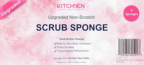 Image of Kitchen Sponges Pack of 6, Non-Scratch Dual-Sided Dishwashing Sponge, Heavy Duty Scrub Cleaning Sponges for Dishes, Pots, Pans & Household Cleaning, Durable & Reusable