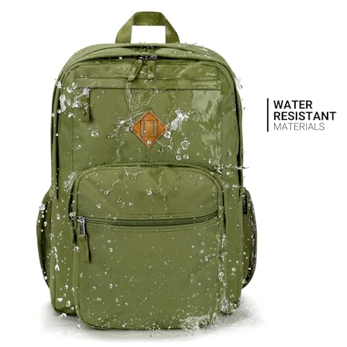 Image of ZORFIN 26L Backpack for College, and Travel: Water Resistant Bookbag - Army Green