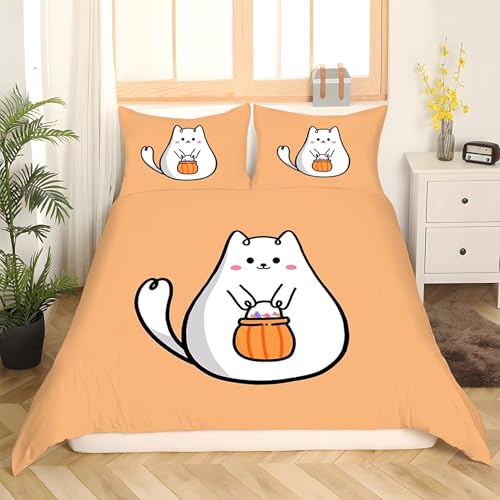 Housse de couette 240x260 chat parure lit microfibre zippée sans pli
