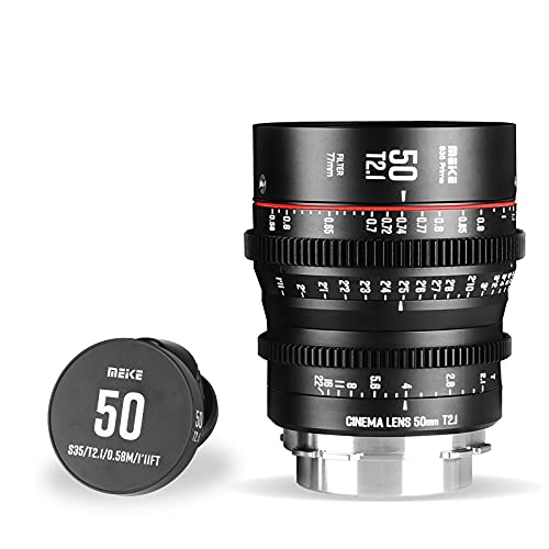 MEKE Lente de cine de enfoque manual T2.1 Super 35 Prime de 50 mm para cámara Cine de montaje PL, compatible con Canon C700 PL, ARRI Amira, Alexa Mini, etc.