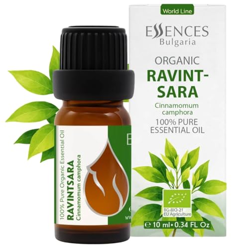 Aceite Esencial Orgánico De Ravintsara Essences Bulgaria 10 Ml | Cinnamomum Camphora | 100% Puro Y Natural | Sin Diluir | Grado Terapéutico | Aromaterapia | Cosméticos | Cruelty-free | Sin Omg
