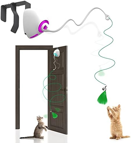 Sofolor Interactive Cat Feather Toys, Hanging Electric Cat Toys for Indoor Cats, Retractable Cat Teaser Toy, Exercise Kitten Toys, Automatic Cat Toy