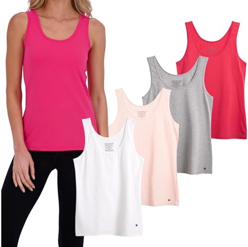 Lucky Brand Women's Tank Top - 4 Pack Stretch Cotton Scoop Neck Sleeveless T-Shirt (S-XL), Size X-Large, Light Pink