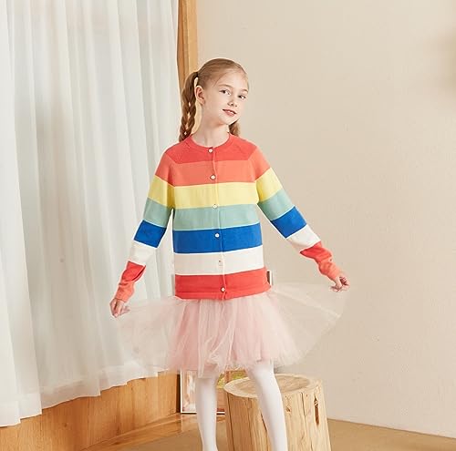 UMELOK Girls Cardigan School Uniform Sweater Crew Neck Long Sleeve Cotton Sweaters2