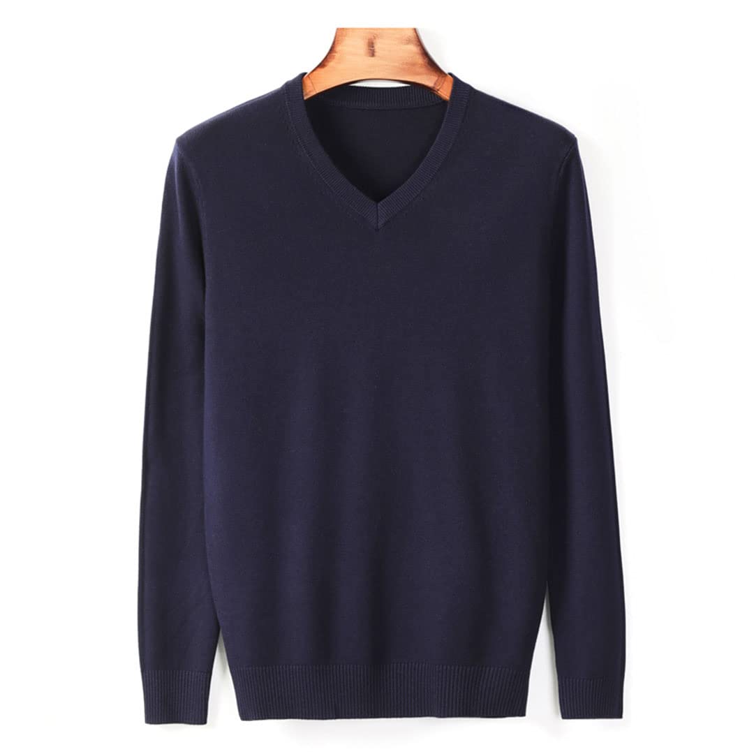 Suéter grueso casual de invierno para hombre con cuello en V de estilo clásico de negocios de moda, azul real, XXXL