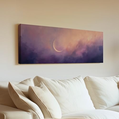 Décor nuageux mystérieux sur tableau horizontal lune violette