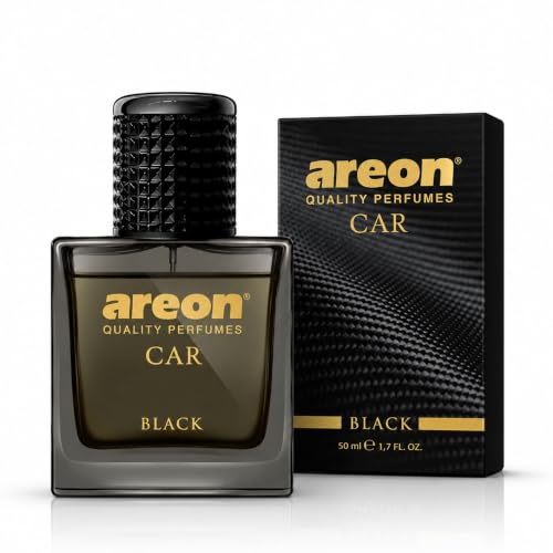 Image of AREON Car Perfume 1.7 Fl Oz. (50ml) Glass Bottle Cologne Air Freshener for Cars, BLACK