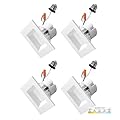 NUWATT 4 Pack, 4 Inch Retrofit LED Square Recessed Lighting, 5CCT 2700K/3000K/3500K/4000K/5000K Selectable, 750 Lumens 11W, Dimmable Ceiling Light, White Square Trim Can Light, Wet Rated, ETL Listed