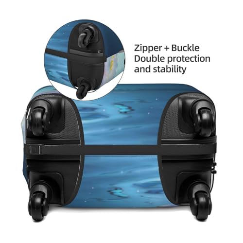 Butterflies And Waterlily In Water Print Luggage Cover Washable Elasticated Suitcase Covers TSA Approved Stylish Dust and Scratch Resistant Case Protector for Kids and Adults4