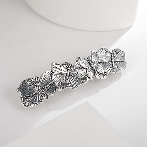 Amaxer Viking Gold Silver Barrettes For Women Girls Celtic Hair Clips For Thick Thin Hair Vintage French Hair Clips Hair Styling Accessories (Silver-Butterfly) #TOP4