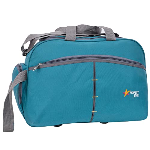 Image of Perfect Star 65L Duffle Bag for Travelling | Lightweight Polyester Trolley Bag with Wheels | Hand Carry Travel Bag for Men and Women | Weekend Trip Luggage Bag (Teal Blue)