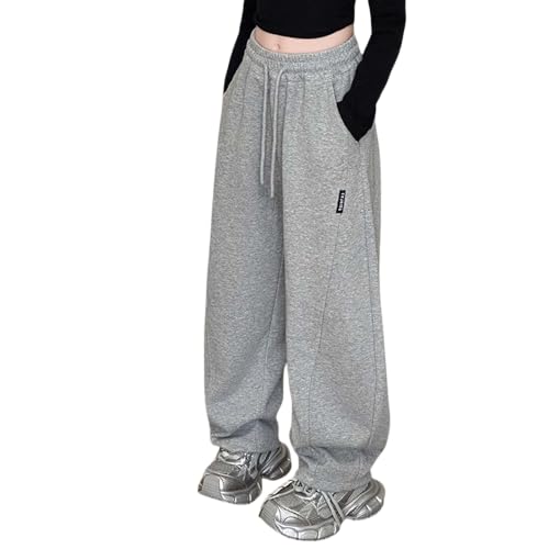 Boys Baggy Sweatpants Kids Straight Wide Leg Open Bottom Casual Pants Elastic Waist Athletic Trousers with Pockets