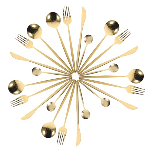Homoyoyo 6 Sets Stainless Steel Cutlery for Steak Western Food Flatware Forks Spoons and Cutters for Dinner Parties and Special Occasions