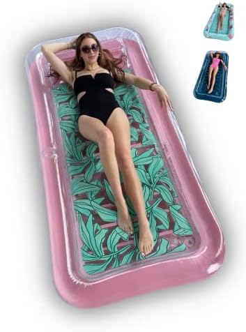 Pink Reybed Tanning Pool – Outdoor Lounge Pool I Adult Kiddie Blow Up Pool I Blowup One Person Personal Pool for Relaxation and Sunbathing Adult Suntan Tub