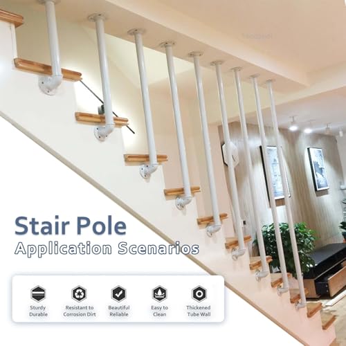 Rambarde d'escalier kit de bar garde-corps durable blanc pour mur en L - 6