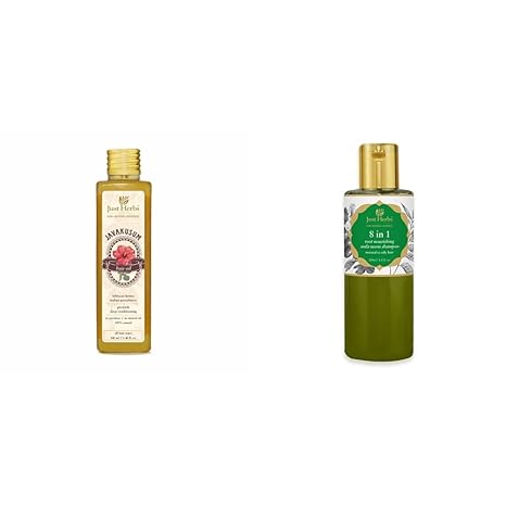 Just Herbs Javakusum Hair Oil, 100ml+Just Herbs 8 in 1 Root Nourishing Amla Neem Shampoo, 200ml