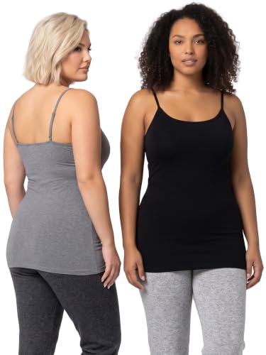 Image of Women's Long Cotton Camisole Spaghetti Strap Tank Top