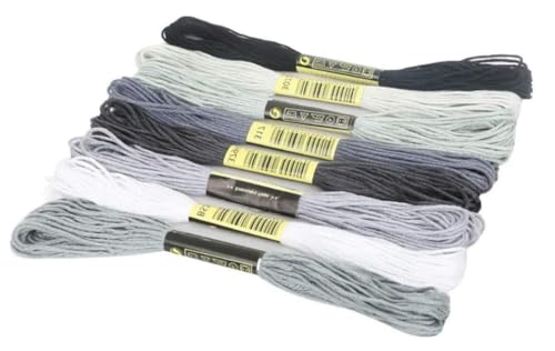 Image of 8Pcs Cotton Stitch Embroidery Thread Floss DIY Friendship Bracelets Floss Craft Sewing Skeins Grey Fashion Embroidery Floss for Arts, Crafts and Sewing Embroidery Thread and Floss 7.5m