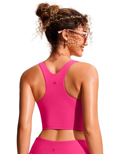 Image of CRZ YOGA Racerback Crop Bikini Tops | Built-in Pads, A-D Cup, High Neck, Swim, Bathing Suit Tank for Women