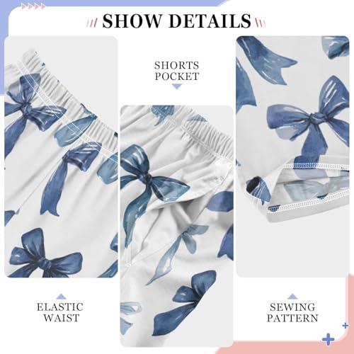 Pattern Of Blue Bows Pajama Pants Soft PJ Bottoms Lounge Pants for Sleepwear Sport Size 6–14 Years4