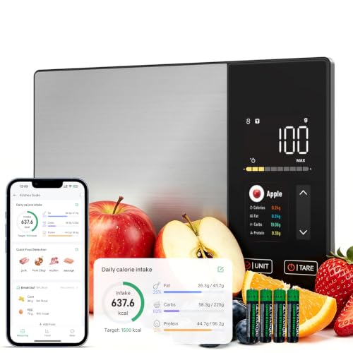 Smart Food Scale with Nutritional Calculator, Free App & Color Di...
