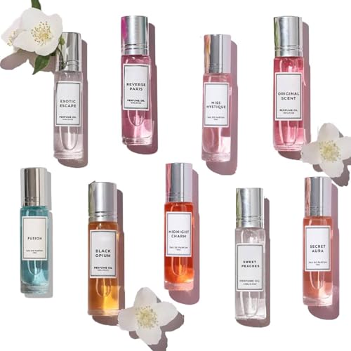 Pheromone Scent Collection Pheromone Perfume for Women, Enhanced Scents Perfume Roll-on Perfume Infused Essential Oil perfume Cologne, Long Lasting Fragrance (9PC)