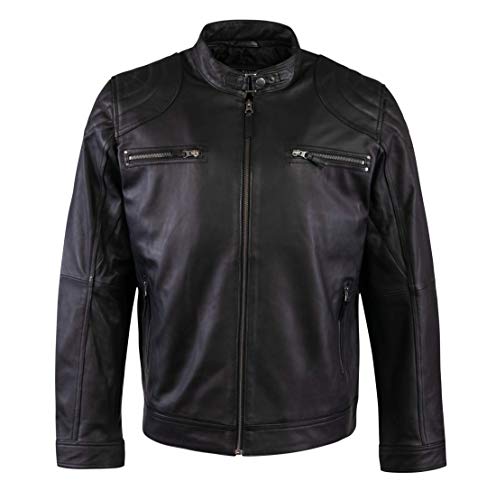 Veste moto café racer en cuir véritable pour homme en marron vintage