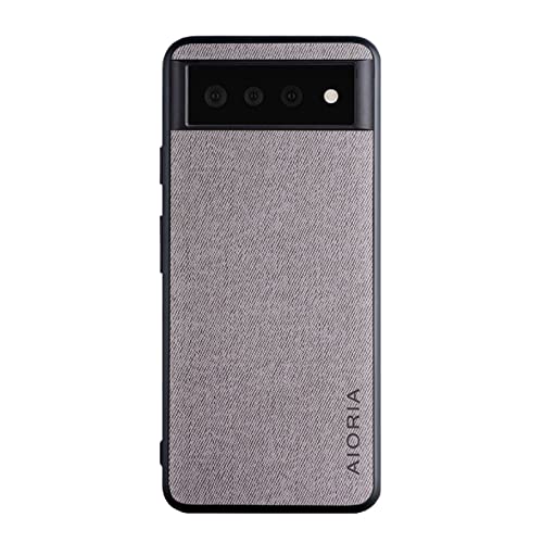 Housse de Protection en Tissu Textile de Luxe TPU Soft Frame Housse de Protection Antichoc pour Google Pixel 6/6 Pro (pour Google Pixel 6, Gris) Cover