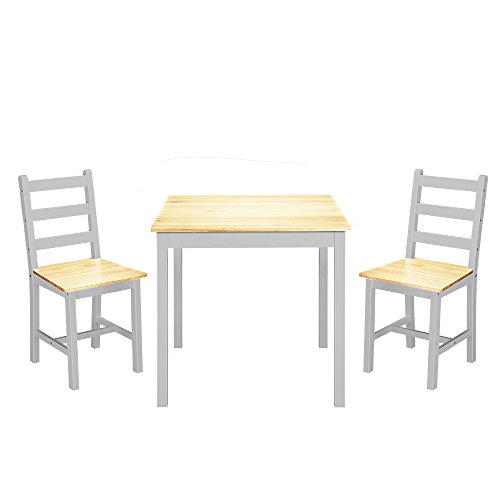 PanaCasa - Juegos de Mesa y 2 Sillas para Comedor Sala Cocina Restaurante Madera de Pino Maciza Contemporáneo
