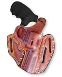 Premium Leather Three Slot OWB Pancake Holster with Thumb Break Fits, King Cobra 357 Mag 6-Shot 3' Barrel, Right Hand Draw, Brown Color #1631#