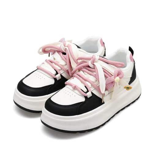 Cute Y2K Chunky Sneakers for Women – Stylish Bow Thick Sole Casual Shoes | White Sneakers