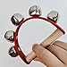 2pcs Hand Jingle Bells, 5 Bells Wooden Handheld Wrist Sleigh Bells, Wooden hand percussion instruments, music teaching tools (Red)