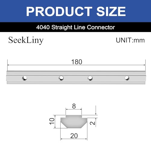iMetrx Silver 24pcs 4040 Extrusion Straight Connector Joining Plate Corner Bracket 4040 Hardware T-Slot Accessories V-Slot with Screws for 4040 Aluminum Profile 3D Printer Frame Spare Parts - Image 2