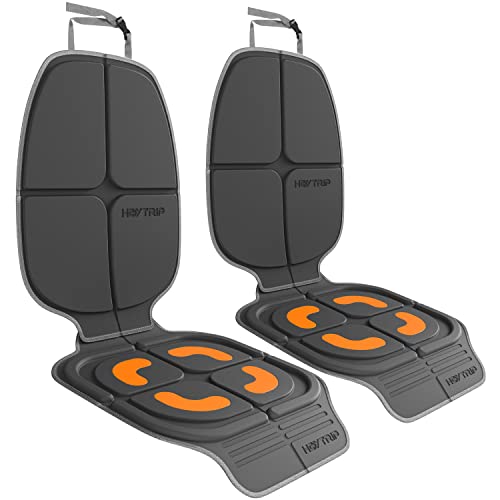 Image of HEYTRIP Car Seat Protector, 2 Packs, Rear-Facing/Forward Facing Car Seat Mat for 0~12 Years Old Children, Waterproof, Easy Cleanup, Non-Slip, Fit Most Car Seats(Dark Grey Orange)