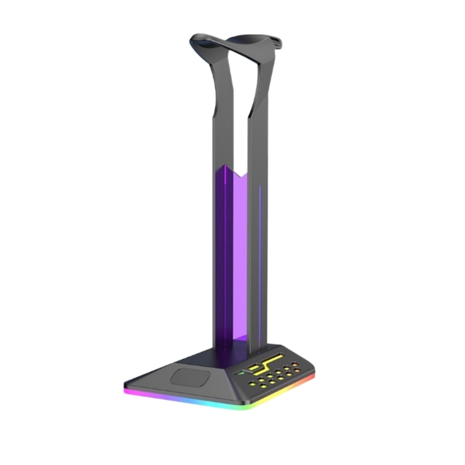 Soporte Exhibidor para Auriculares de Juego Soporte para Auriculares RGB para Juegos con 2 Puertos De Carga USB, Soporte para Auriculares con 7 Modos De Luz Accesorios Gaming(A)