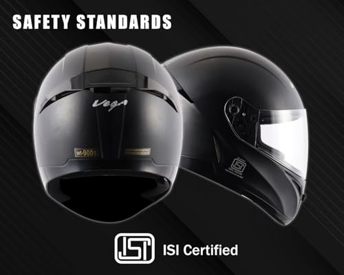 Image of Vega Breeze Texture Finish Full Face Motorcycle Helmet with Matte Shell, Shock Absorbing Liner, Comfortable Interior, Ventilated Fit, Aerodynamic Design, and Trendy Black Finish Black-L