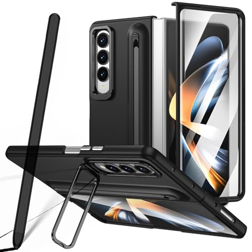 Funda para Galaxy Z Fold 3 con lápiz y Soporte, Soporte para lápiz, Funda para Samsung Galaxy Z Fold3 con Protector de Pantalla + lápiz óptico + Soporte Ajustable-Negro