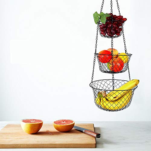 Malmo 3-Tier Wire Fruit Hanging Basket, Vegetable Kitchen Storage Basket thumb #8
