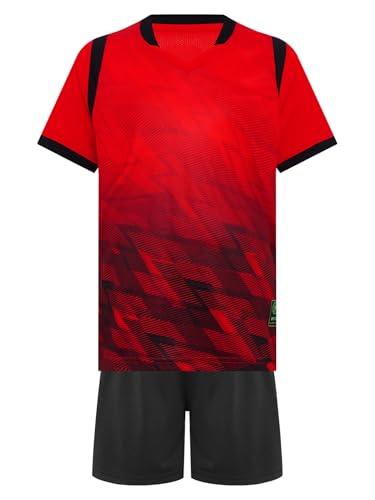 2pcs Kids Boys Quick Dry Football Uniform Set Short Sleeve Team Training T-Shirts with Shorts3