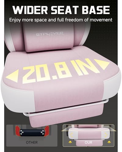 Image of GTPLAYER Big & Tall Gaming Chair, Wide Reclining with Footrest for Adults | Ergonomic High Back Computer Desk Chair, Comfort Padded Seat with Lumbar Support for Big /Tall, Office /Home, Pink