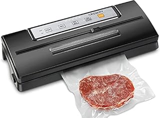 Cromify Vacuum Sealer Machine, Automatic Food Saver with Cutter 80kPa Strong Power One-Touch Safe Operation, Dry Moist Modes, Kit of Rolls&Hose&Replaceable Bags (Pro)