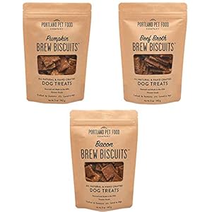 CRAFTED BY HUMANS LOVED BY DOGS Portland Pet Food Company Brew Biscuit Dog Treats (3 x 5 oz Bags Variety Pack) – Mixed Flavors –All Natural, Human-Grade, USA-Sourced and Made