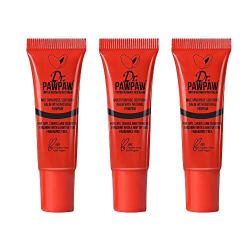 Dr. PAWPAW Ultimate Red Multi-Purpose 100% Natural Vegan Friendly Balm | Trio Pack| For Lips, Cheeks & Other Cosmetic Finishing, 10ml | Shea Butter | Lip Mask | Lip Balm | Lip Scrub | Lip Stain