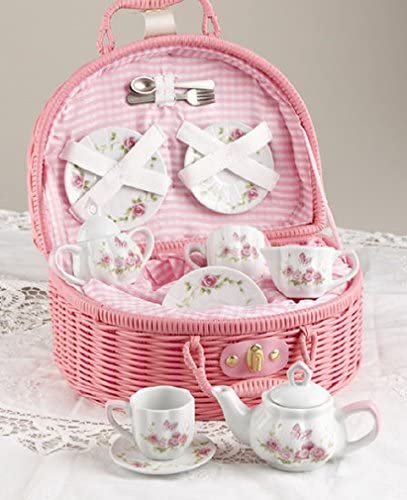 Delton Products Rose Tea Set For 2, Pink #TOP1