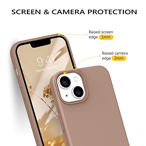 Guagua Compatible With Iphone 13 Case 6.1 Inch Liquid Silicone Soft Gel Rubber Slim Thin Microfiber Lining Cushion Texture Cover Shockproof Protective Phone Case For Iphone 13 Khaki #TOP4