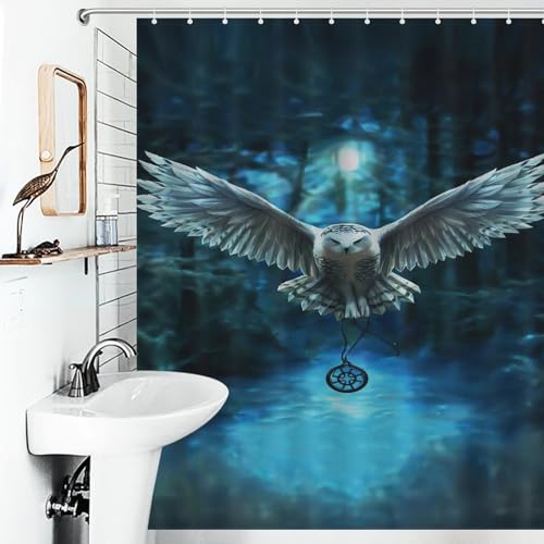Rideau de douche hibou 152x183cm imperméable avec crochets - 6