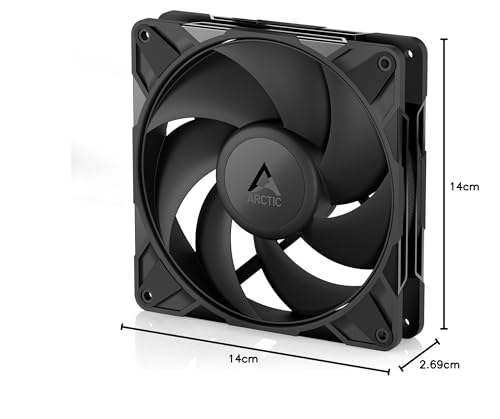 ARCTIC P14 Pro PST - Leistungsstarker Premium PC Lüfter, 140 mm PWM Case Fan mit Y-Kabelsplitter, Gehäuselüfter, 400–2500 rpm, 0 rpm <5% PWM, Hydrodynamisches Gleitlager, 4-Pin - Schwarz
