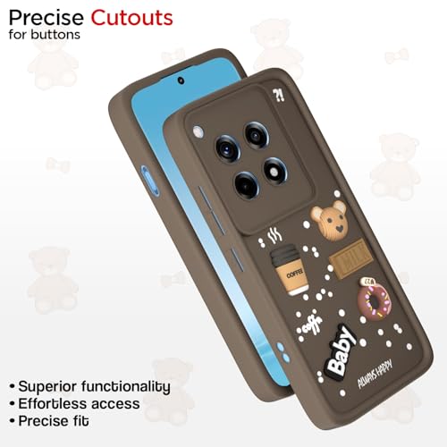 Image of Pikkme Back Cover for OnePlus 12R 5G | Cute Fun Cartoon 3D Bear Silicone Full Body Protection Bumper Cover (Brown)