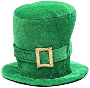 Wittocs St Patricks Day Hats Men Women St. Patrick's Day Shamrock Green Velvet Top Hat Green St. Patricks Day Party Favor Accessories Green Christmas Tree Topper Hat