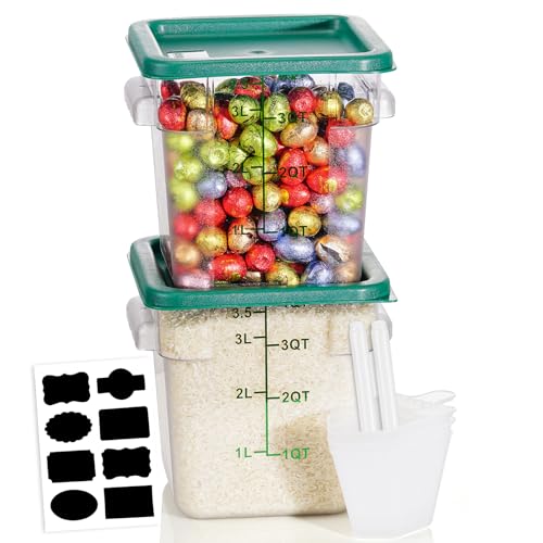 Image of 4QT 2PCS NSF Commercial Clear Food Storage Containers with Lids(GREEN)
